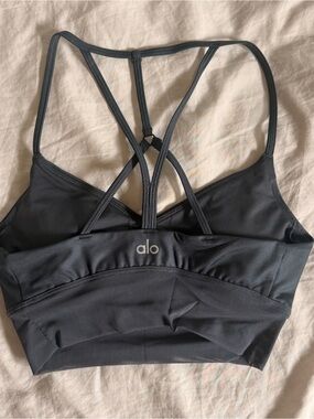 Alo Women's Lavish Sports Bra in color Anthracite size XS